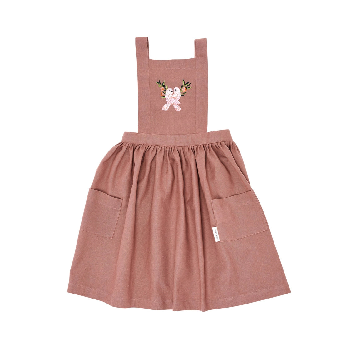 Avery Row Kid's Pinafore Embroidered Apron - Love Birds