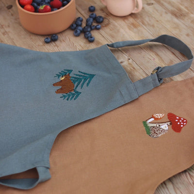 Avery Row Kid's Embroidered Apron - Forest Bear
