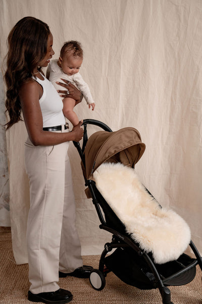 Baa Baby Sheepskin Pram Style Liner - Milk Long Hair