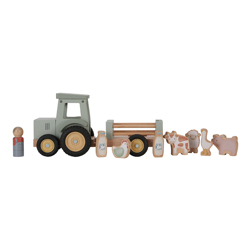 Little Dutch - Little Farm Wooden Tractor with Trailer