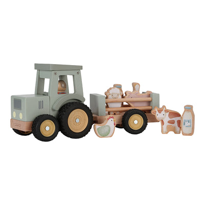 Little Dutch - Little Farm Wooden Tractor with Trailer