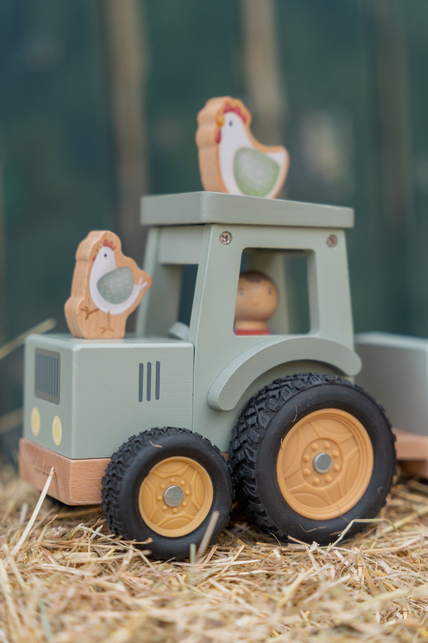 Little Dutch - Little Farm Wooden Tractor with Trailer