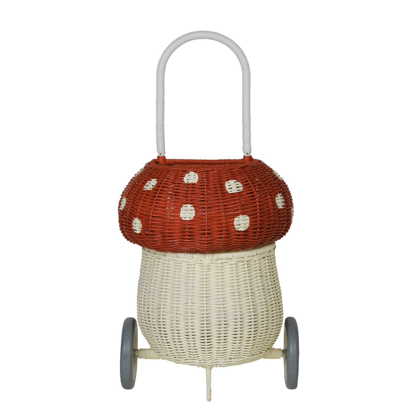 Olli Ella Rattan Mushroom Luggy - Red/White