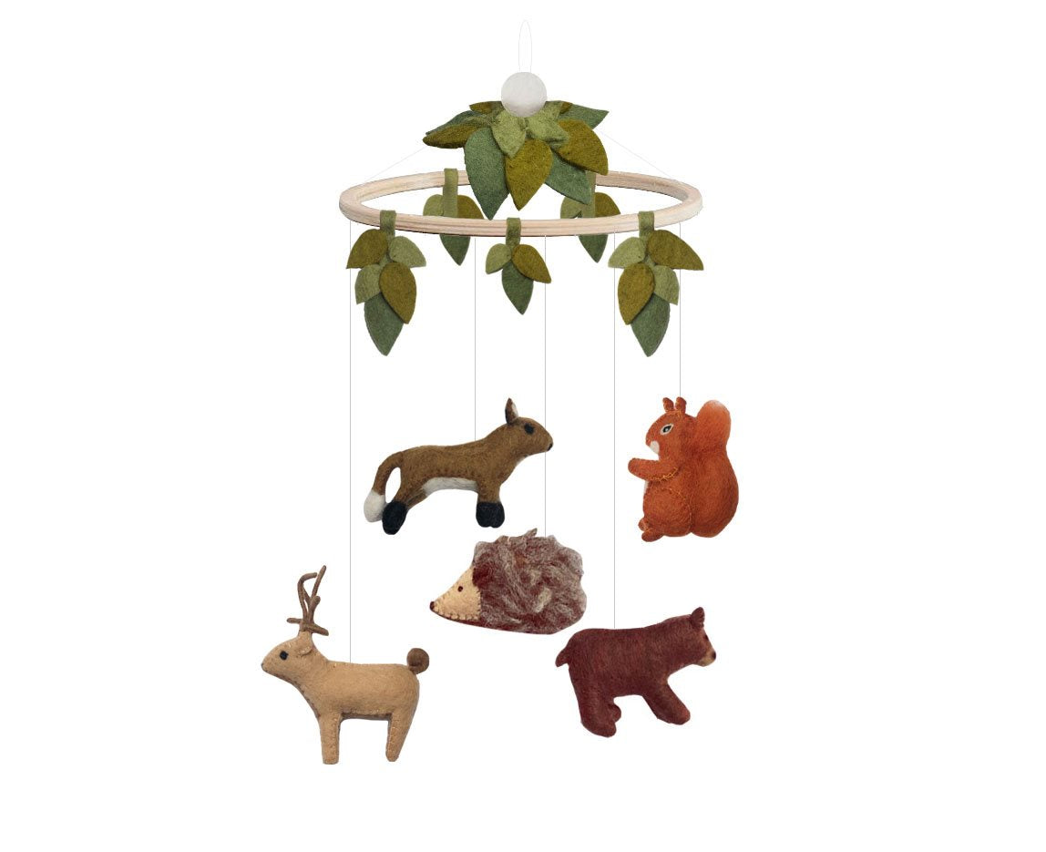 Gamcha Baby Mobile - Woodland Animals with Leaves