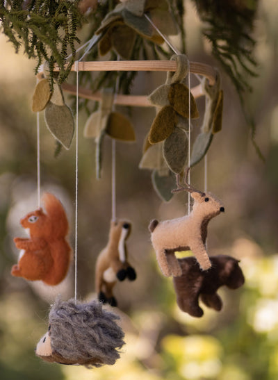 Gamcha Baby Mobile - Woodland Animals with Leaves