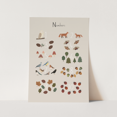 Woodland numbers print stone