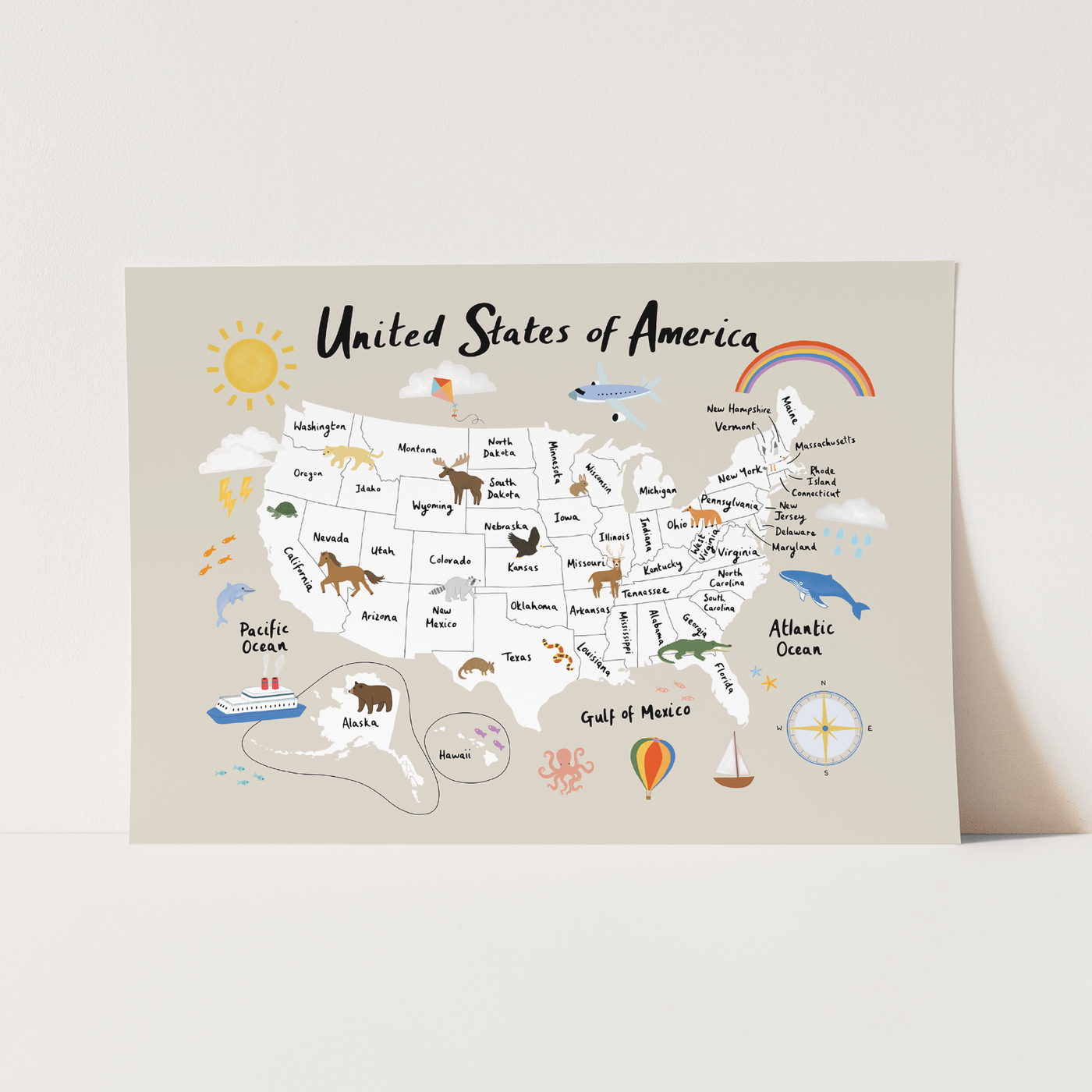United states of America print stone