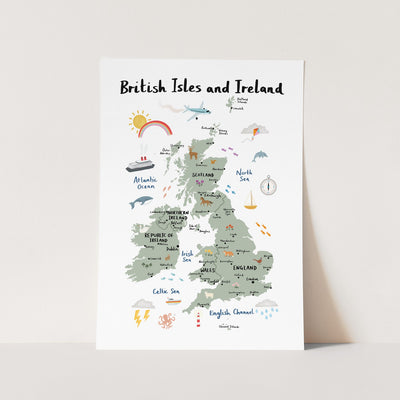 British Isles and Ireland Print White