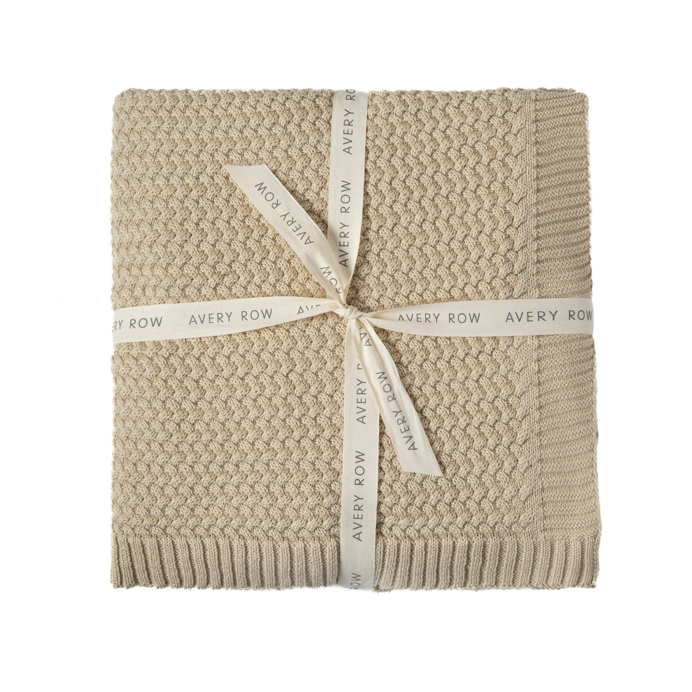 Avery Row Plait Knit Baby Blanket - Oat