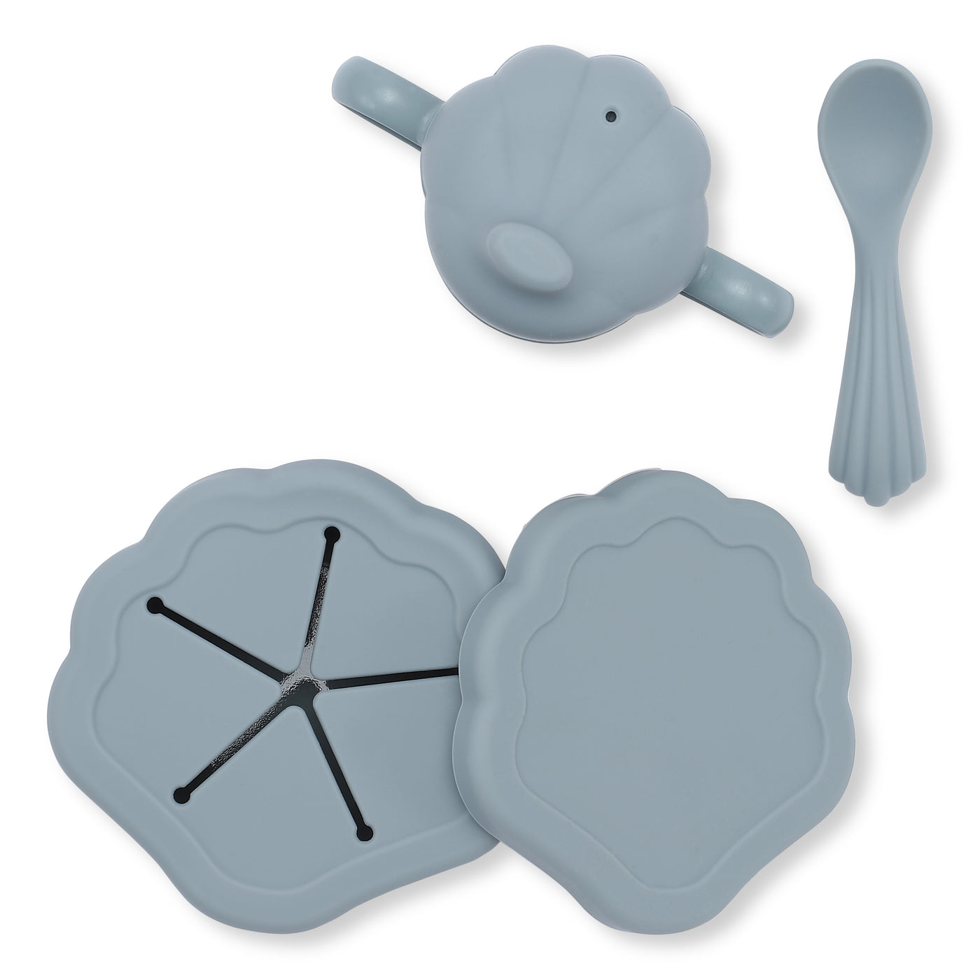 Konges Slojd Silicone Clam Dinner Set Light Blue