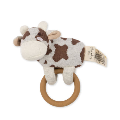 Konges Slojd Knitted Cow Activity Ring Toy