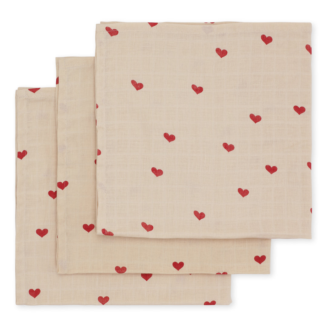 Konges Slojd Muslin Cloths 3 Pack - Amour Rouge