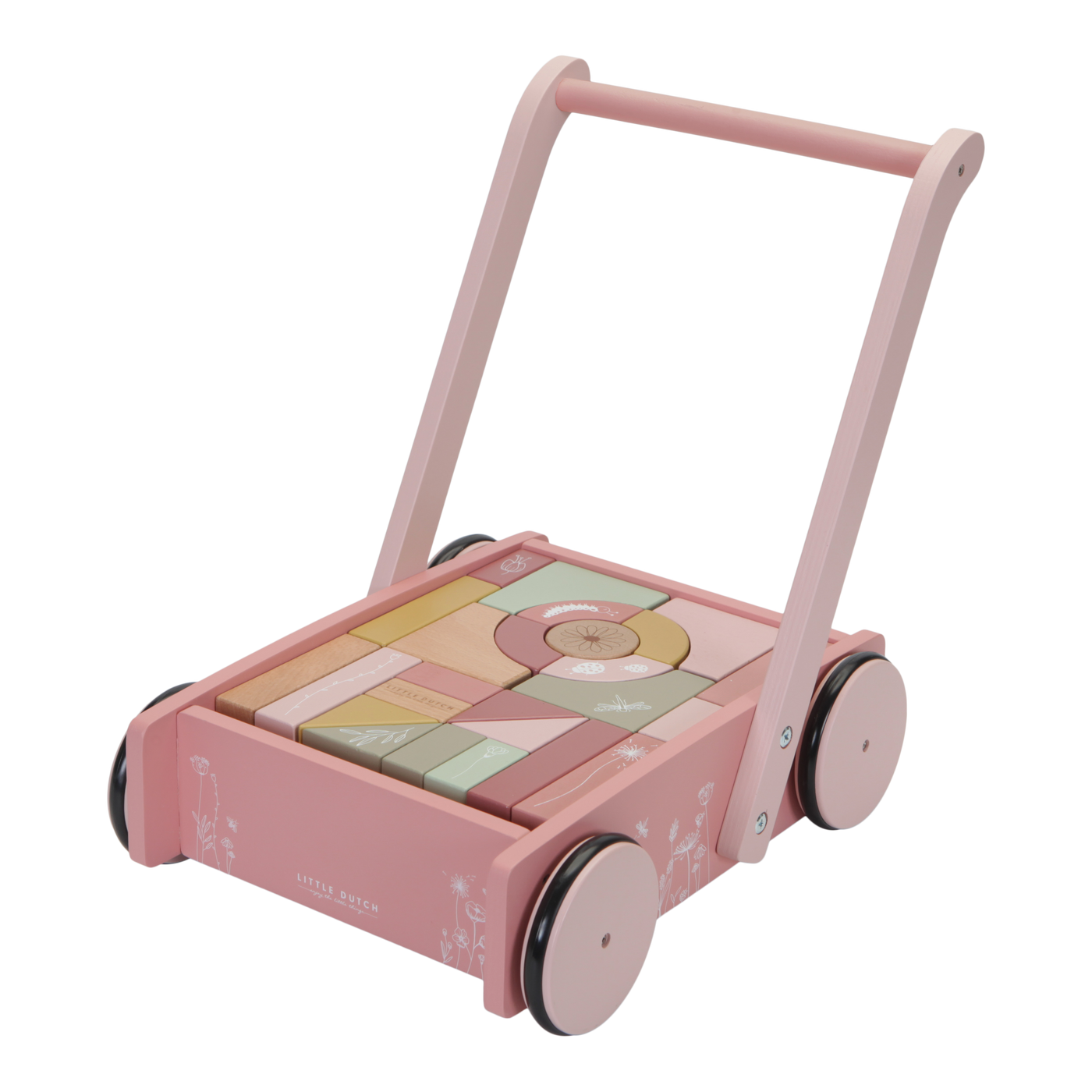 Little Dutch Wooden Block Trolley Pink