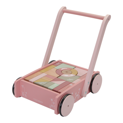 Little Dutch Wooden Block Trolley Pink