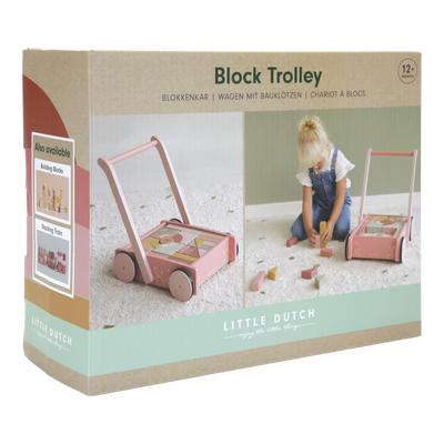 Little Dutch Wooden Block Trolley Pink