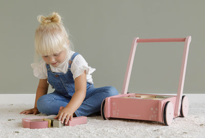 Little Dutch Wooden Block Trolley Pink