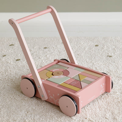 Little Dutch Wooden Block Trolley Pink