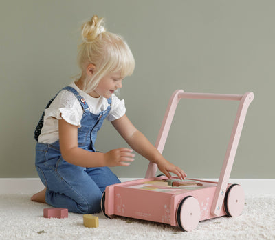 Little Dutch Wooden Block Trolley Pink