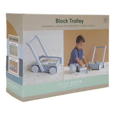 Little Dutch Wooden Block Trolley Ocean