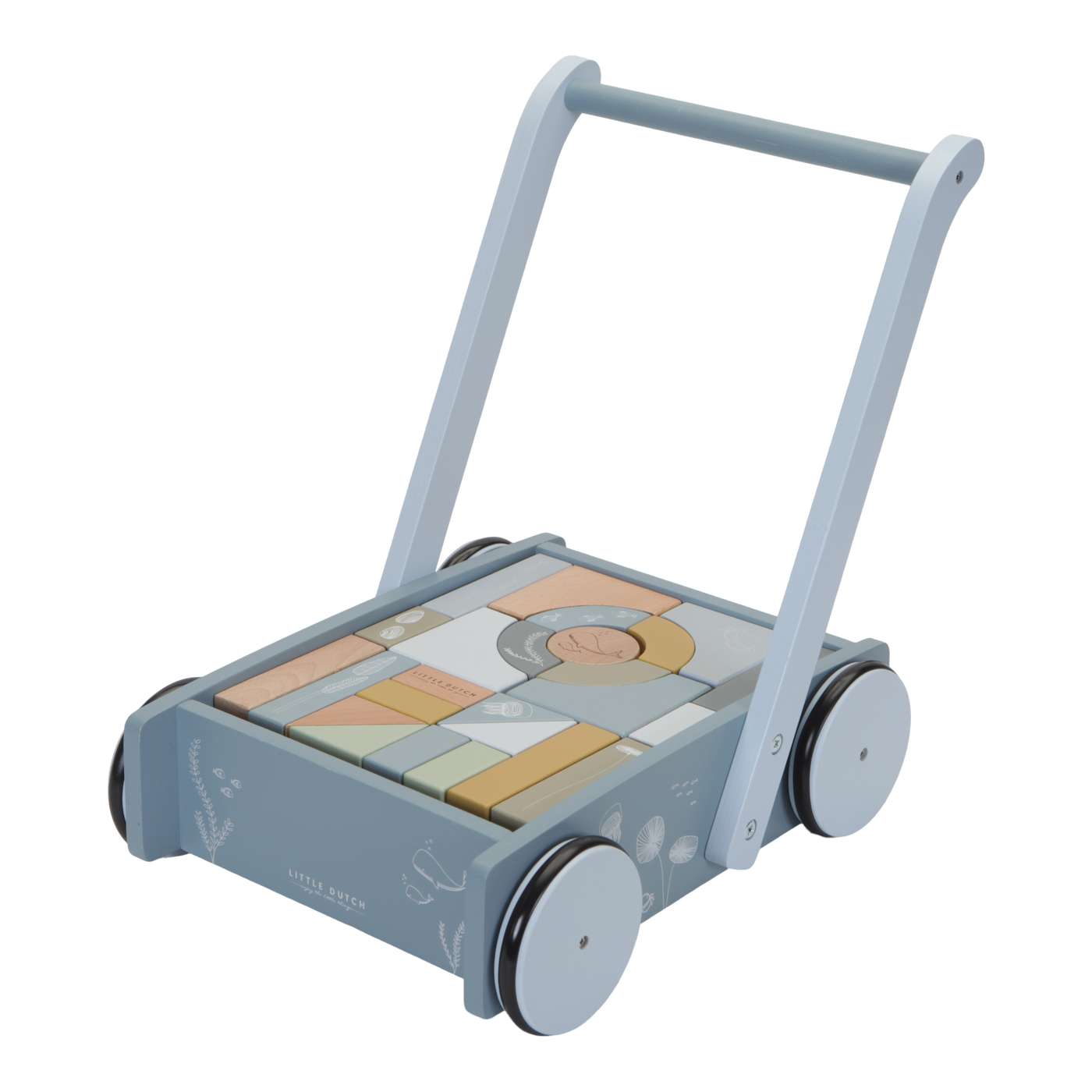 Little Dutch Wooden Block Trolley Ocean