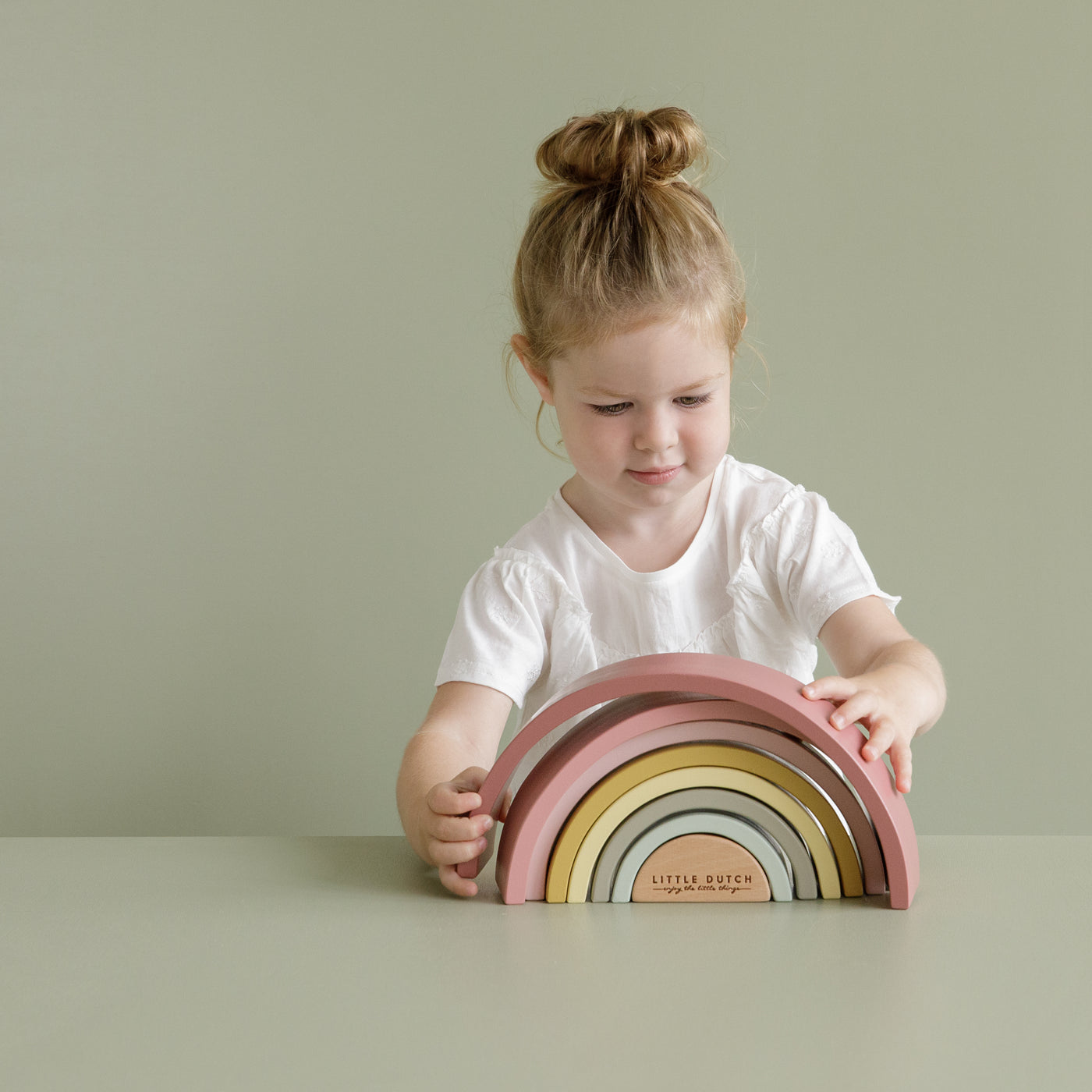 Little Dutch Wooden Rainbow Stacker Pink