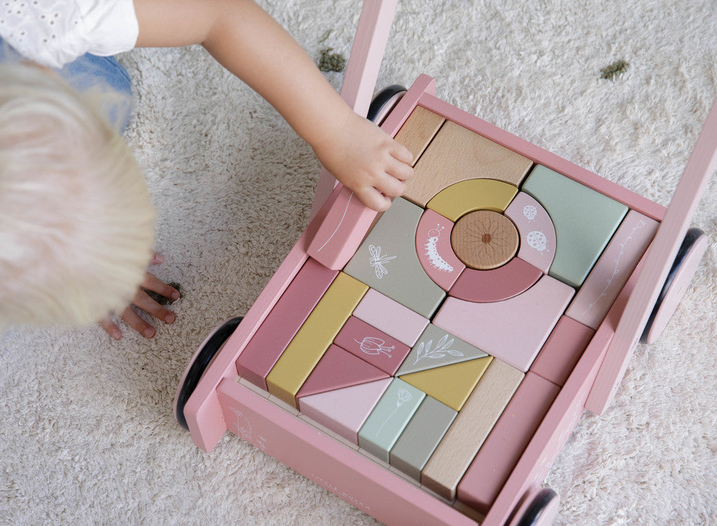 Little Dutch Wooden Block Trolley Pink