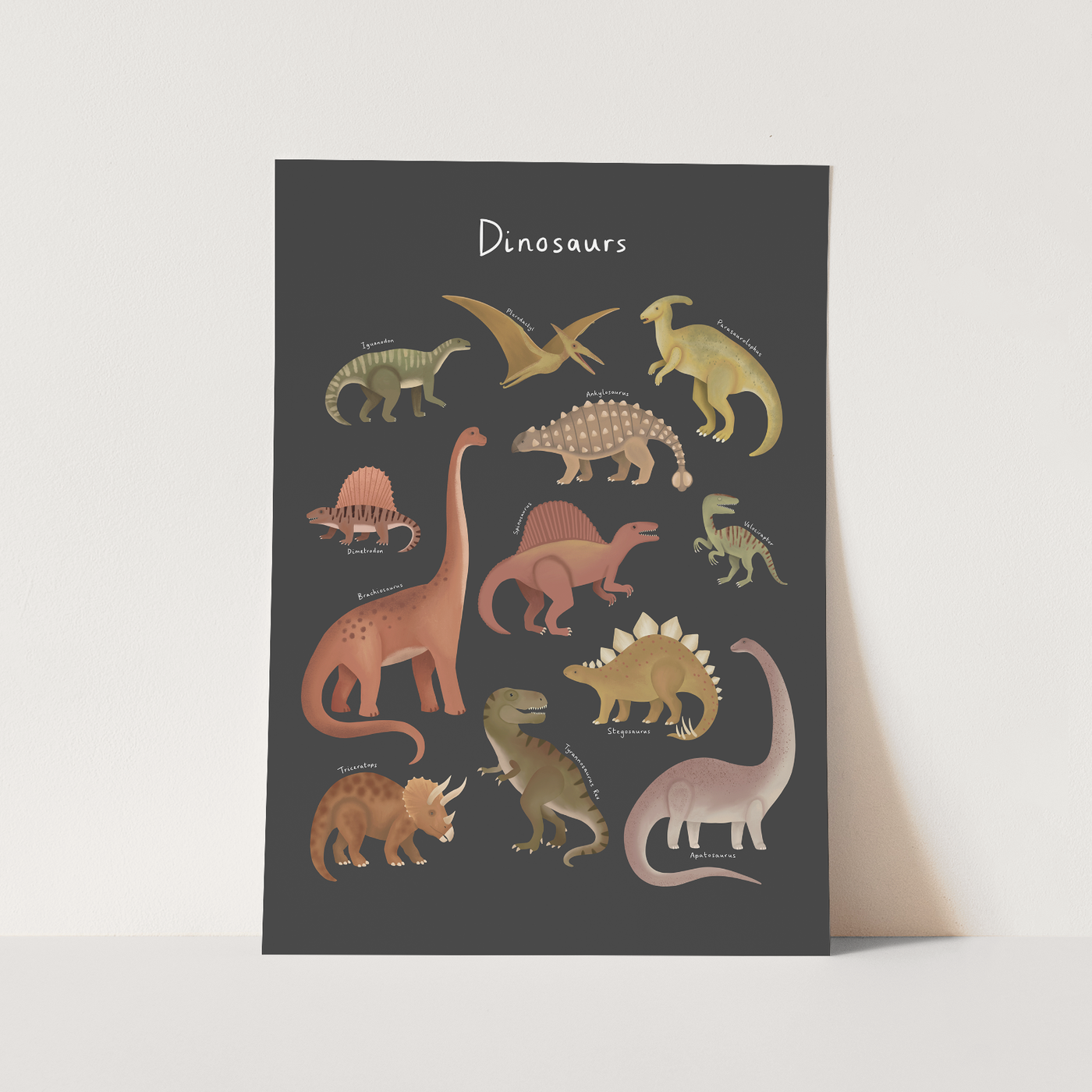 Dinosaur chart print black