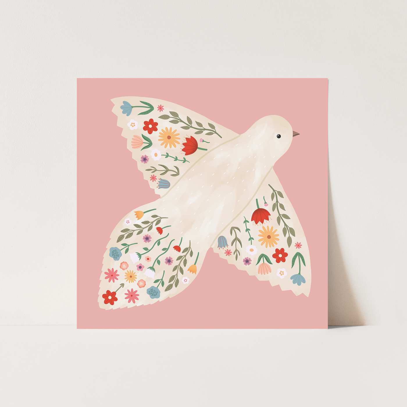 Floral dove print pink