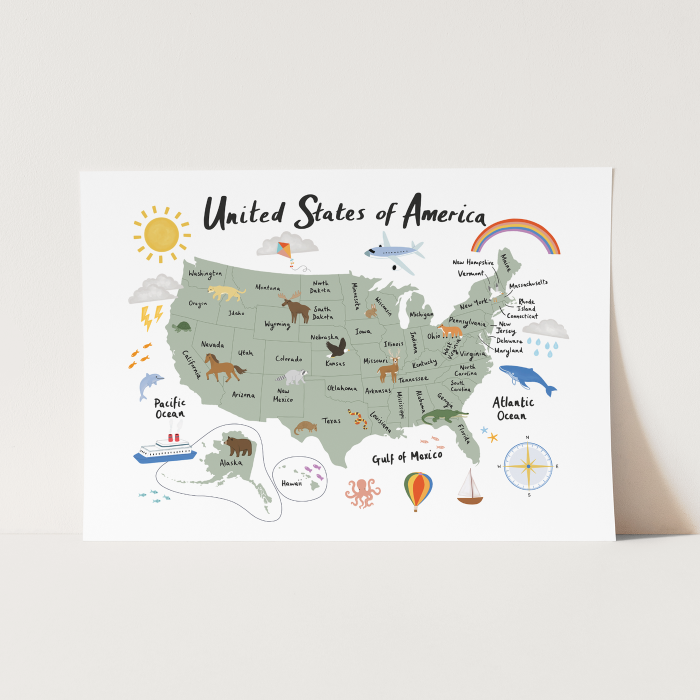 United states of America print white